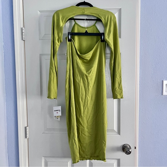 Sammy B Target Green Cut Out Midi Dress Long Sleeve Fitted Sheath Women 3X - Picture 4 of 7